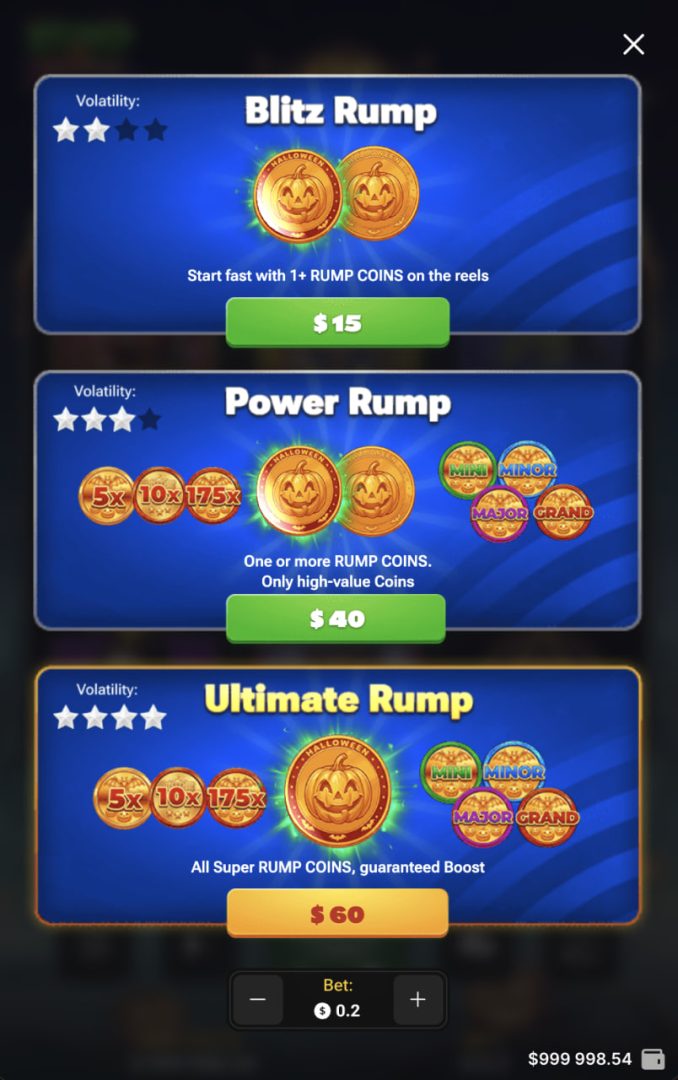Rump And Halloween app, juego de azar fiable, sin estafa, en un juego vertical: opciones de compra en el móvil